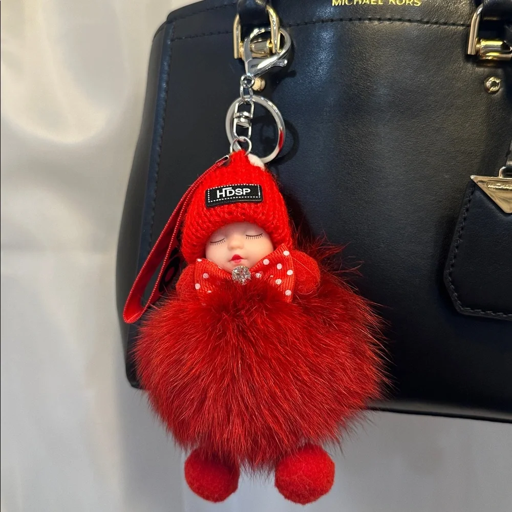 Red Pom Pom Doll Key Holder - Picture 4 of 5